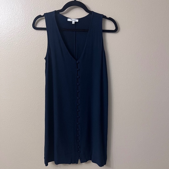 Madewell Women's Navy Blue Button Front Dress Viscose Sleeveless Size XS - Picture 2 of 11